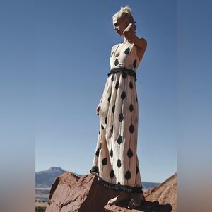 Anthropologie Moulinette Soeurs Maxi Whimsical Embroidered Boho Beaded Dress